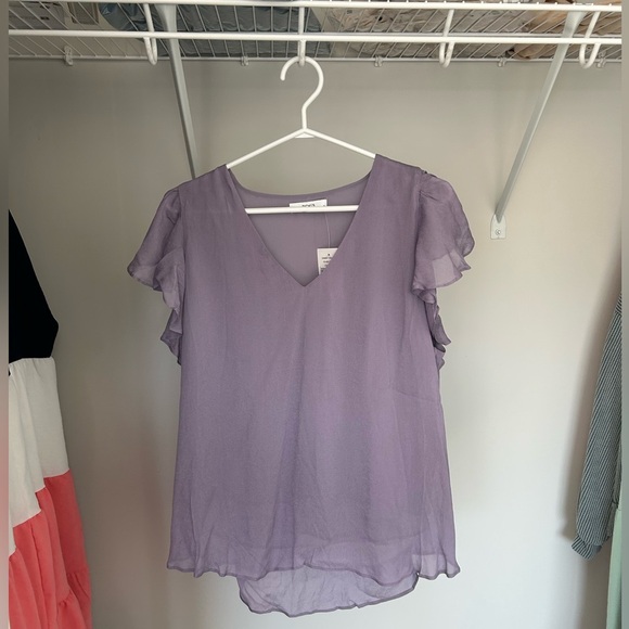 Ricki's Soft Purple Flutter Sleeve Blouse - Picture 2 of 2